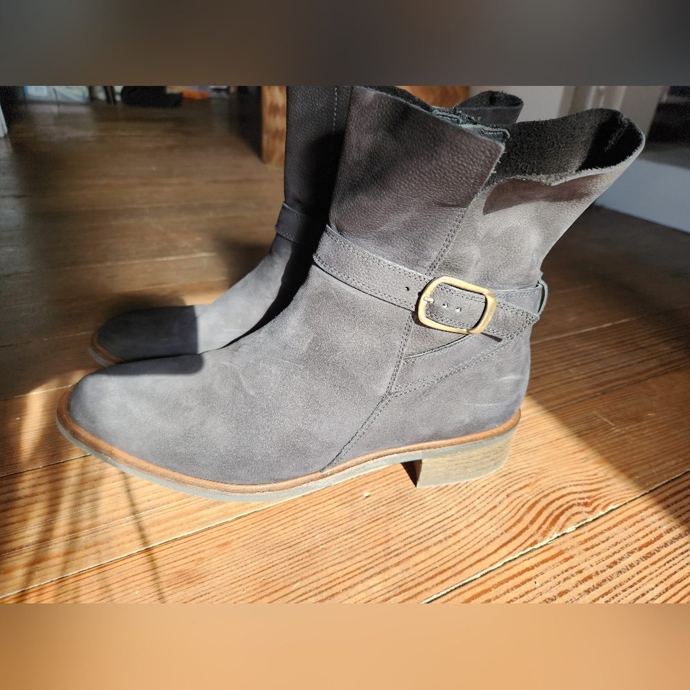 NEW Paul Green Denver Black Suede Booties Biker Buckle Strap Sz 6.5 UK / 9 US